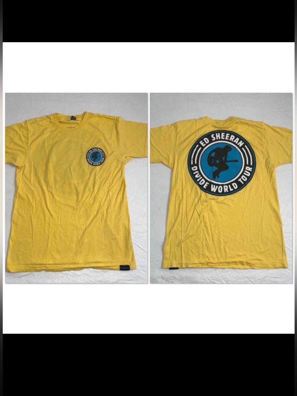 Ed Sheeran Divide World Tour yellow short sleeve crew neck t-shirt M